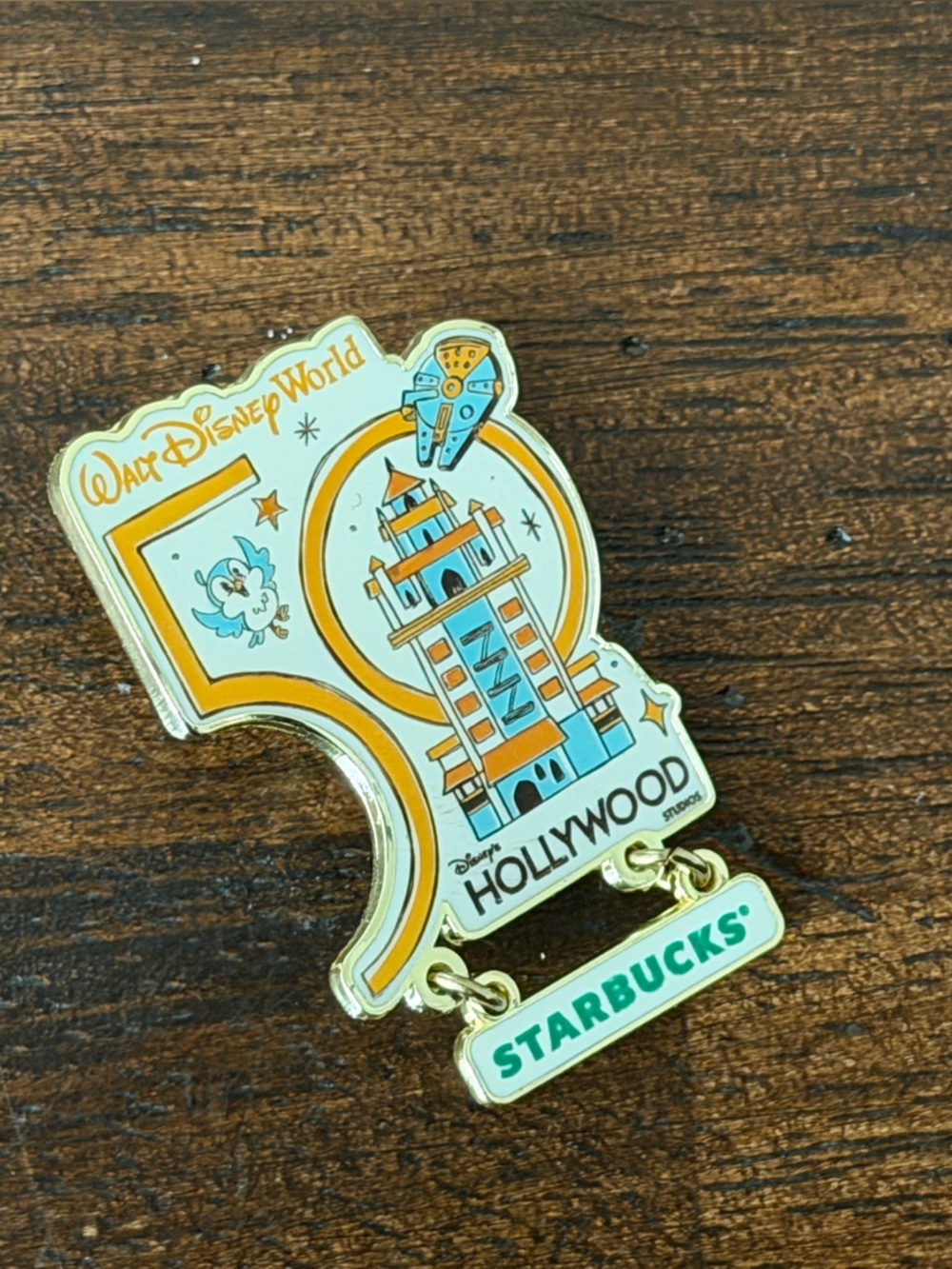 Starbucks x Walt Disney World Hollywood Pin - White & Gold Accent